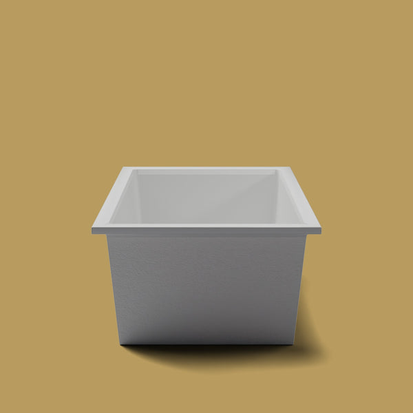 1800 x 1050 Deep Soaking Tub – 600mm Depth – Wide Rectangular – Omnitub — end elevation [render:endelev:nofeet] [bg:brass]