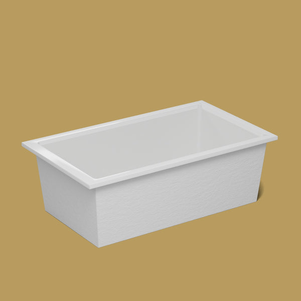 1800 x 1050 Deep Soaking Tub – 600mm Depth – Wide Rectangular – Omnitub — side three-quarter [render:ext3q:nofeet] [bg:brass]