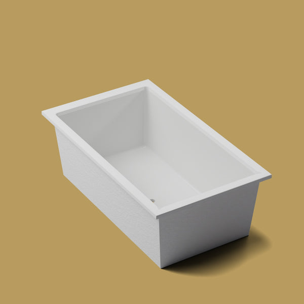 1800 x 1050 Deep Soaking Tub – 600mm Depth – Wide Rectangular – Omnitub — three-quarter [render:quarter:nofeet] [bg:brass]