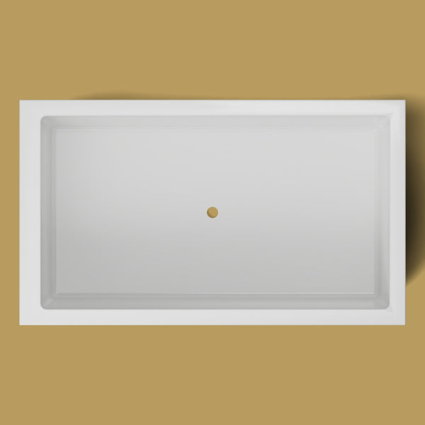 1800 x 1050 Deep Soaking Tub – 600mm Depth – Wide Rectangular – Omnitub — from above [render:topdown:nofeet] [bg:brass]
