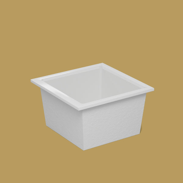 1050 x 1050 Deep Soaking Tub – 600mm Depth – Square – Omnitub — side three-quarter [render:ext3q:nofeet] [bg:brass]