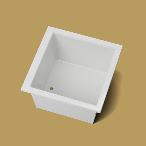 1050 x 1050 Deep Soaking Tub – 600mm Depth – Square – Omnitub — looking in [render:lookin:nofeet] [bg:brass]