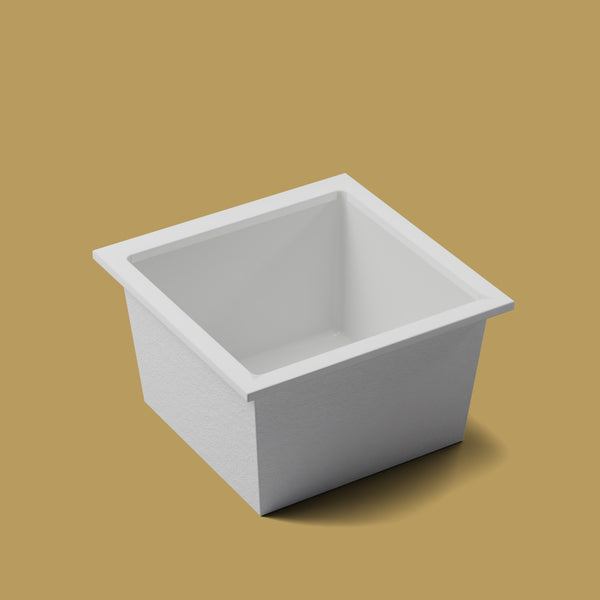 1050 x 1050 Deep Soaking Tub – 600mm Depth – Square – Omnitub — three-quarter [render:quarter:nofeet] [bg:brass]