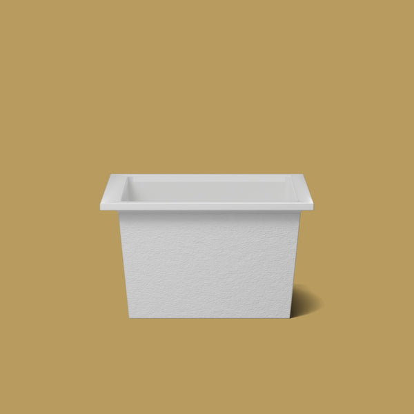 1050 x 1050 Deep Soaking Tub – 600mm Depth – Square – Omnitub — side elevation [render:sideon:nofeet] [bg:brass]