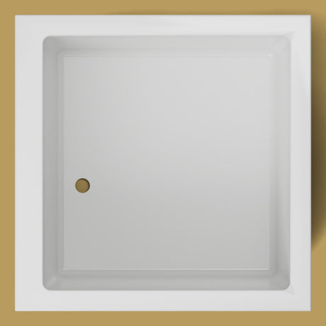 1050 x 1050 Deep Soaking Tub – 600mm Depth – Square – Omnitub — from above [render:topdown:nofeet] [bg:brass]