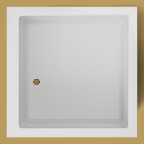 1050 x 1050 Deep Soaking Tub – 600mm Depth – Square – Omnitub — from above [render:topdown:nofeet] [bg:brass]