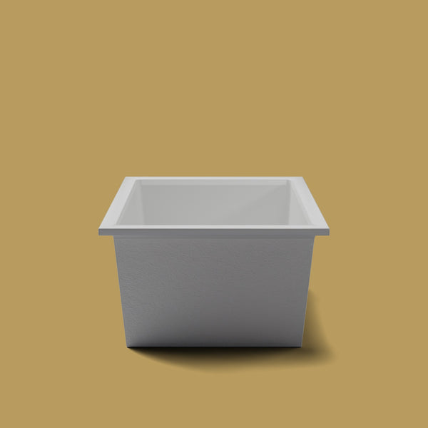 1500 x 1050 Deep Soaking Tub – 600mm Depth – Wide Rectangular – Omnitub — end elevation [render:endelev:nofeet] [bg:brass]