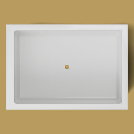 1500 x 1050 Deep Soaking Tub – 600mm Depth – Wide Rectangular – Omnitub — from above [render:topdown:nofeet] [bg:brass]