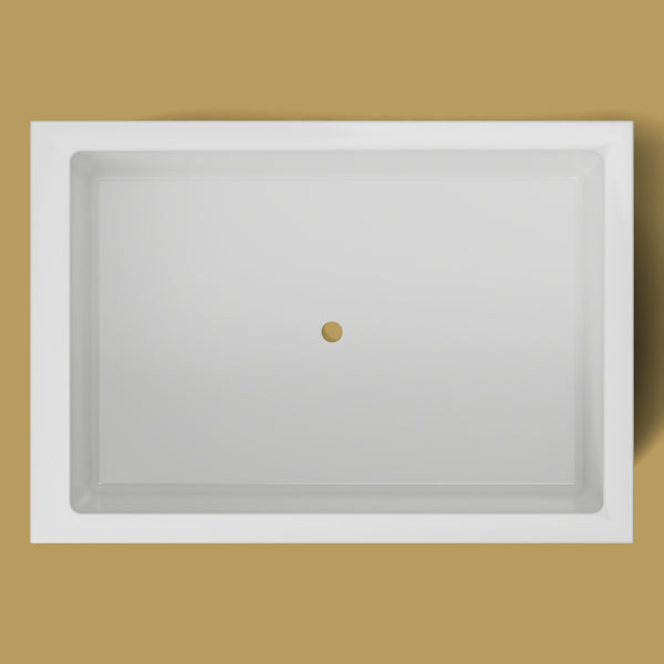 1500 x 1050 Deep Soaking Tub – 600mm Depth – Wide Rectangular – Omnitub — from above [render:topdown:nofeet] [bg:brass]