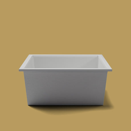 1400 x 1400 Deep Soaking Tub – 600mm Depth – Square – Omnitub — end elevation [render:endelev:nofeet] [bg:brass]