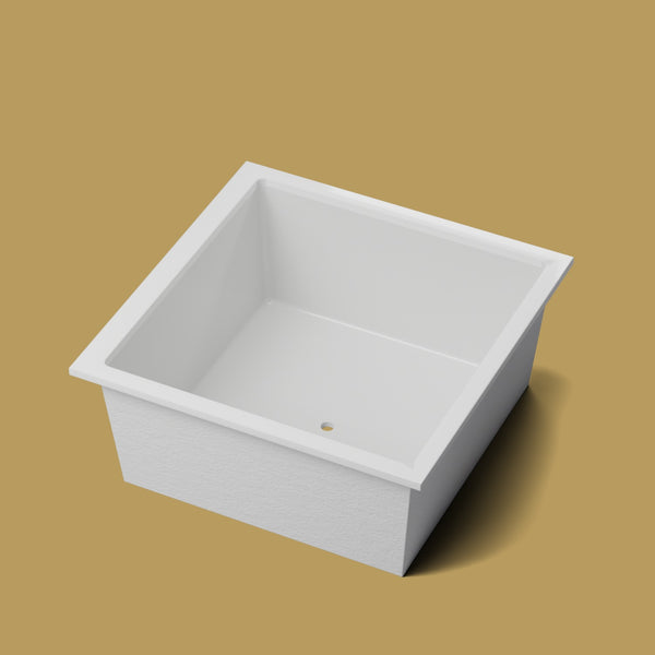 1400 x 1400 Deep Soaking Tub – 600mm Depth – Square – Omnitub — hero [render:hero:nofeet] [bg:brass]