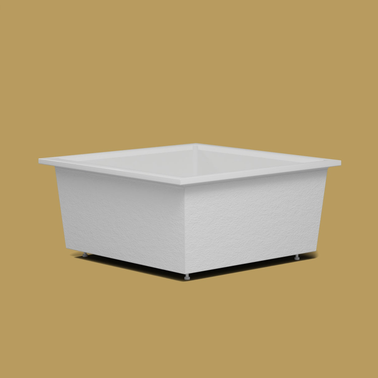 1400 x 1400 Deep Soaking Tub – 600mm Depth – Square – Omnitub — low corner on the feet kit [render:lowcorner:feet] [bg:brass]