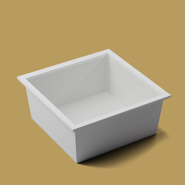 1400 x 1400 Deep Soaking Tub – 600mm Depth – Square – Omnitub — three-quarter [render:quarter:nofeet] [bg:brass]