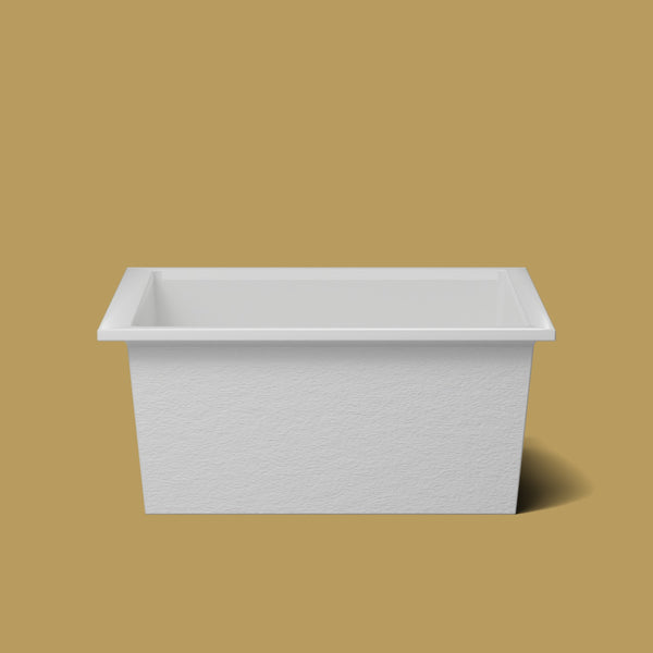 1400 x 1400 Deep Soaking Tub – 600mm Depth – Square – Omnitub — side elevation [render:sideon:nofeet] [bg:brass]