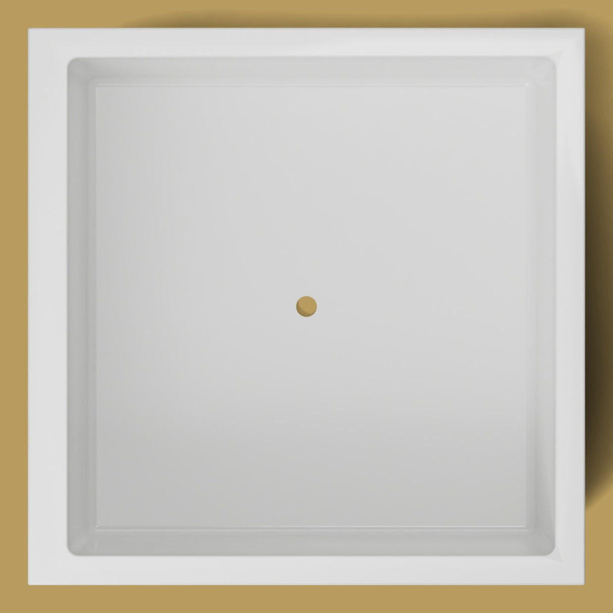 1400 x 1400 Deep Soaking Tub – 600mm Depth – Square – Omnitub — from above [render:topdown:nofeet] [bg:brass]