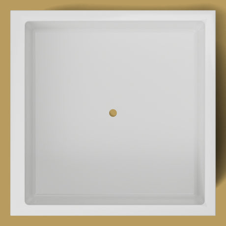 1400 x 1400 Deep Soaking Tub – 600mm Depth – Square – Omnitub — from above [render:topdown:nofeet] [bg:brass]