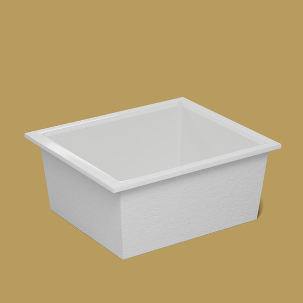 1400 x 1200 Deep Soaking Tub – 600mm Depth – Wide Rectangular – Omnitub — side three-quarter [render:ext3q:nofeet] [bg:brass]