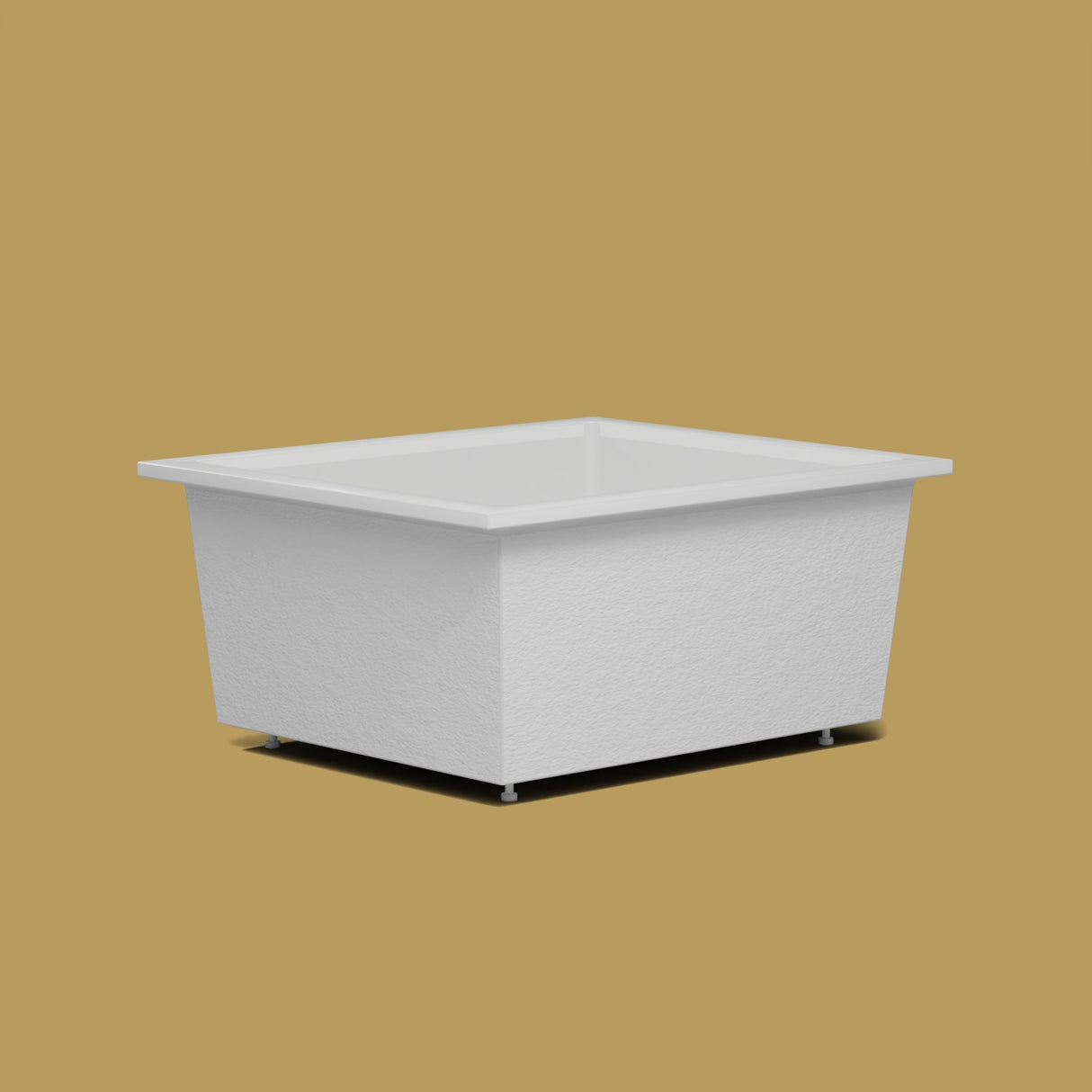 1400 x 1200 Deep Soaking Tub – 600mm Depth – Wide Rectangular – Omnitub — low corner on the feet kit [render:lowcorner:feet] [bg:brass]