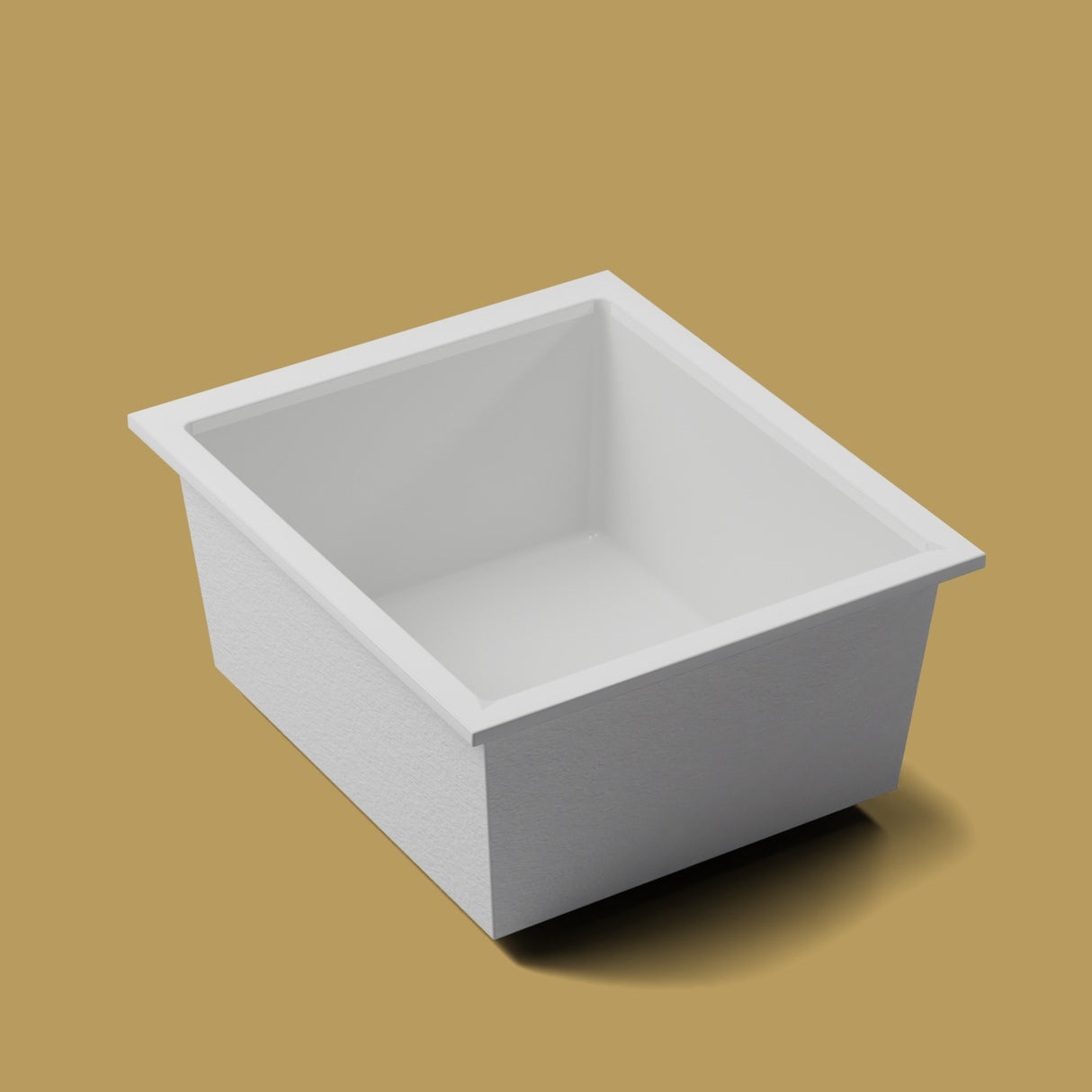 1400 x 1200 Deep Soaking Tub – 600mm Depth – Wide Rectangular – Omnitub — three-quarter on the feet kit [render:quarter:feet] [bg:brass]