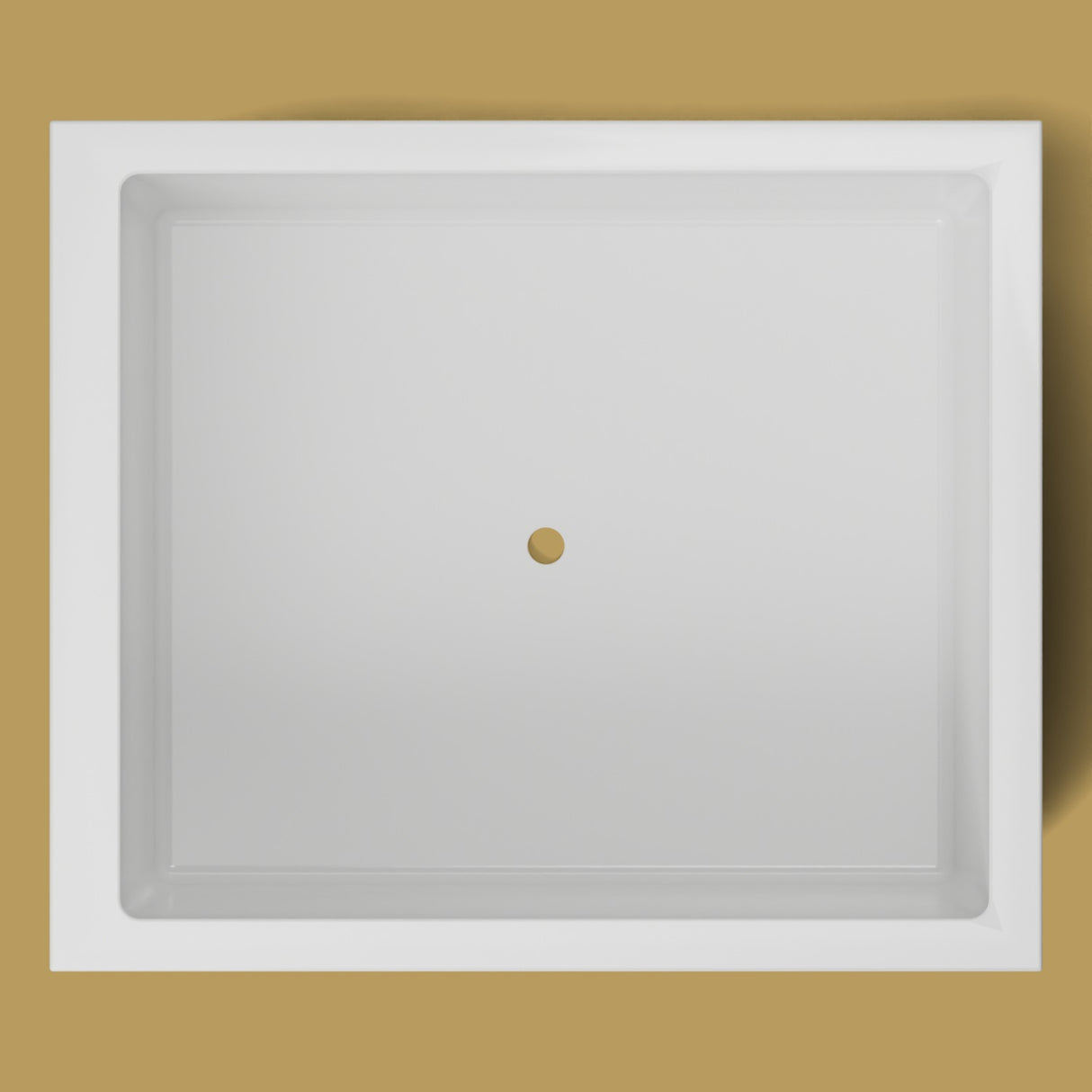 1400 x 1200 Deep Soaking Tub – 600mm Depth – Wide Rectangular – Omnitub — from above [render:topdown:nofeet] [bg:brass]