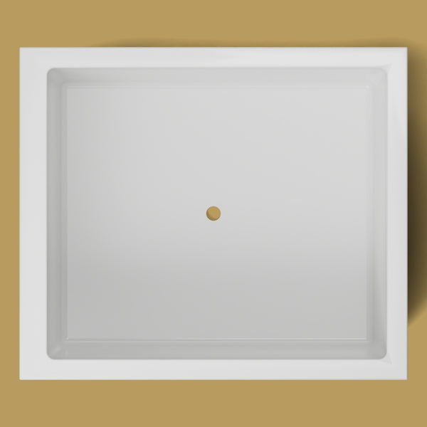 1400 x 1200 Deep Soaking Tub – 600mm Depth – Wide Rectangular – Omnitub — from above [render:topdown:nofeet] [bg:brass]