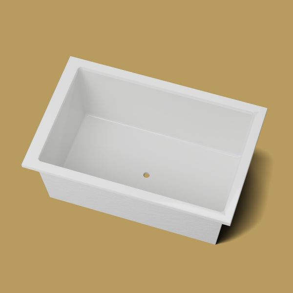 1600 x 1050 Deep Soaking Tub – 600mm Depth – Wide Rectangular – Omnitub — looking in [render:lookin:nofeet] [bg:brass]