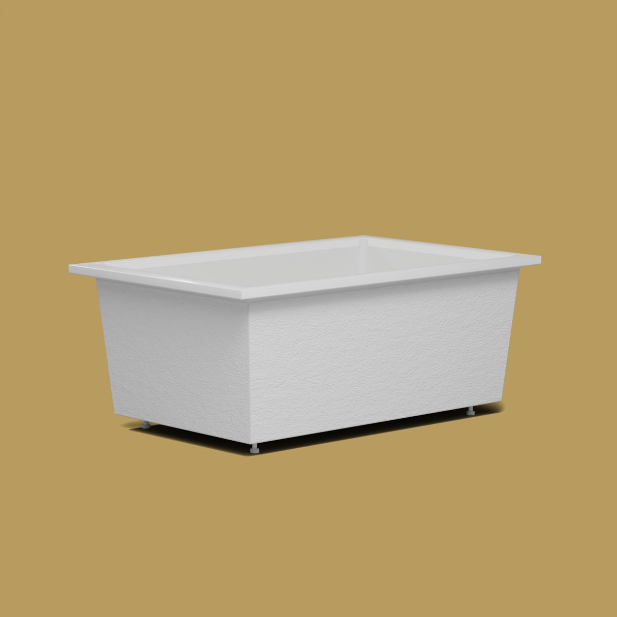 1600 x 1050 Deep Soaking Tub – 600mm Depth – Wide Rectangular – Omnitub — low corner on the feet kit [render:lowcorner:feet] [bg:brass]