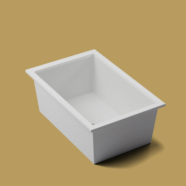 1600 x 1050 Deep Soaking Tub – 600mm Depth – Wide Rectangular – Omnitub — three-quarter [render:quarter:nofeet] [bg:brass]