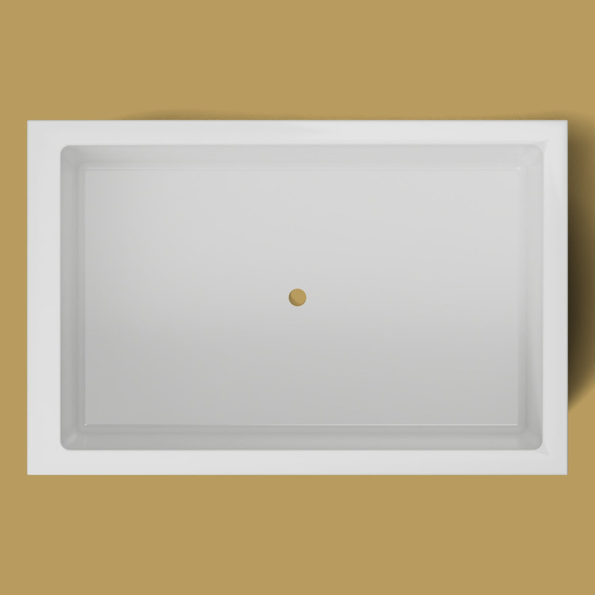 1600 x 1050 Deep Soaking Tub – 600mm Depth – Wide Rectangular – Omnitub — from above [render:topdown:nofeet] [bg:brass]