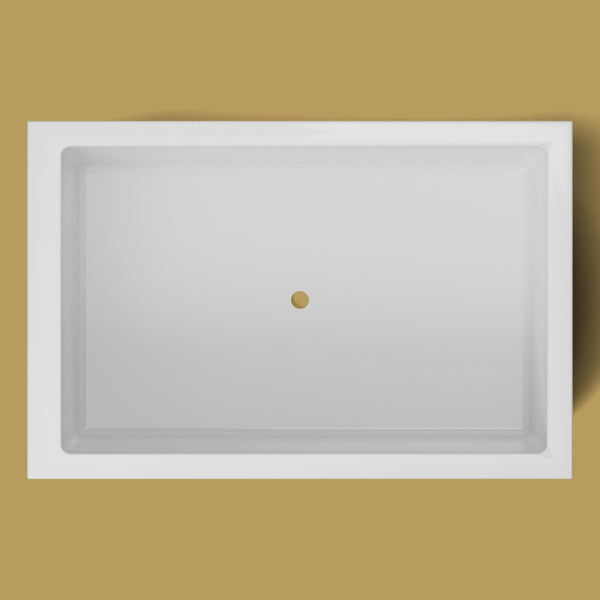 1600 x 1050 Deep Soaking Tub – 600mm Depth – Wide Rectangular – Omnitub — from above [render:topdown:nofeet] [bg:brass]
