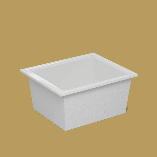 1250 x 1050 Deep Soaking Tub – 600mm Depth – Wide Rectangular – Omnitub — side three-quarter [render:ext3q:nofeet] [bg:brass]