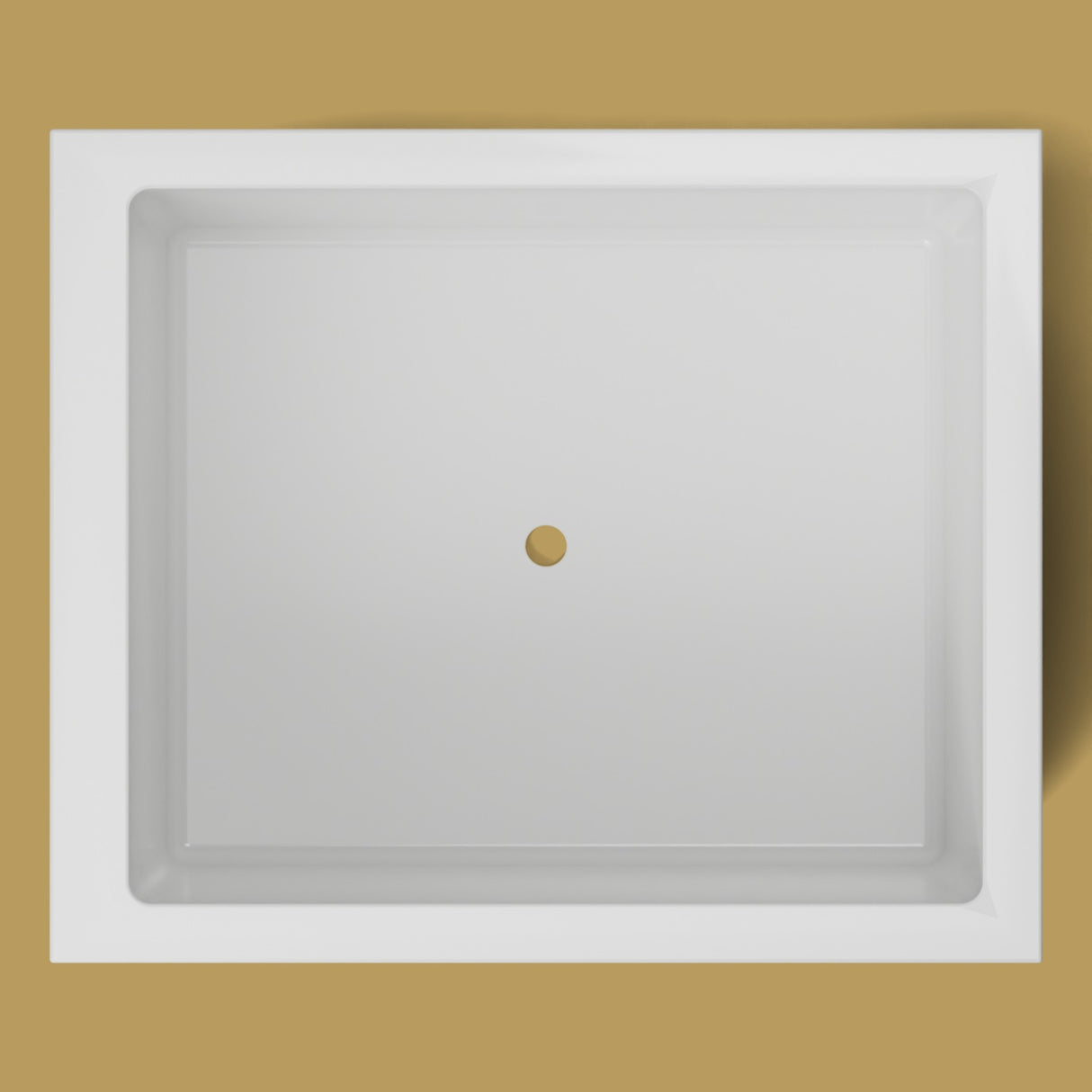 1250 x 1050 Deep Soaking Tub – 600mm Depth – Wide Rectangular – Omnitub — from above [render:topdown:nofeet] [bg:brass]