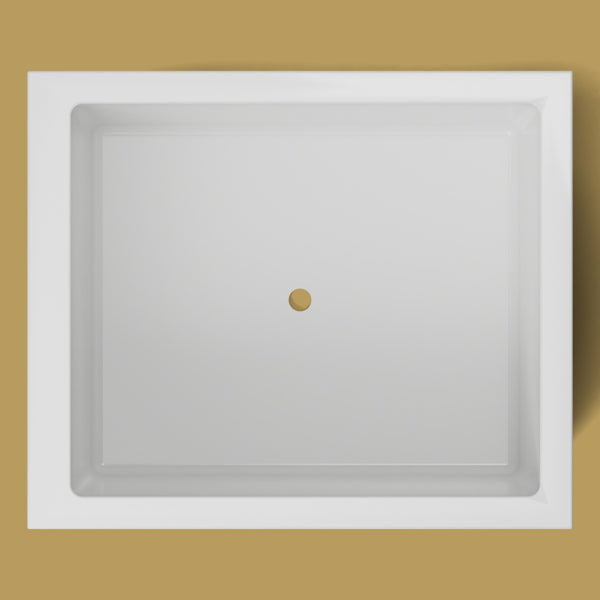 1250 x 1050 Deep Soaking Tub – 600mm Depth – Wide Rectangular – Omnitub — from above [render:topdown:nofeet] [bg:brass]