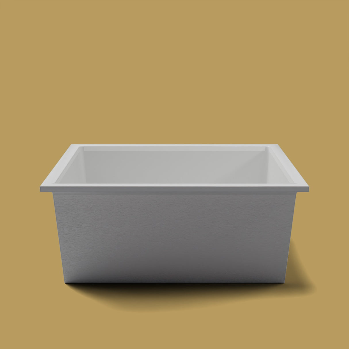 1500 x 1500 Deep Soaking Tub – 600mm Depth – Square – Omnitub — end elevation [render:endelev:nofeet] [bg:brass]