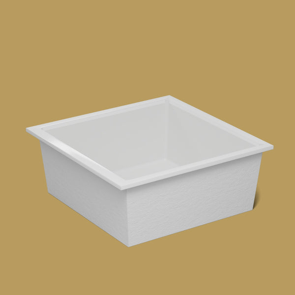 1500 x 1500 Deep Soaking Tub – 600mm Depth – Square – Omnitub — side three-quarter [render:ext3q:nofeet] [bg:brass]