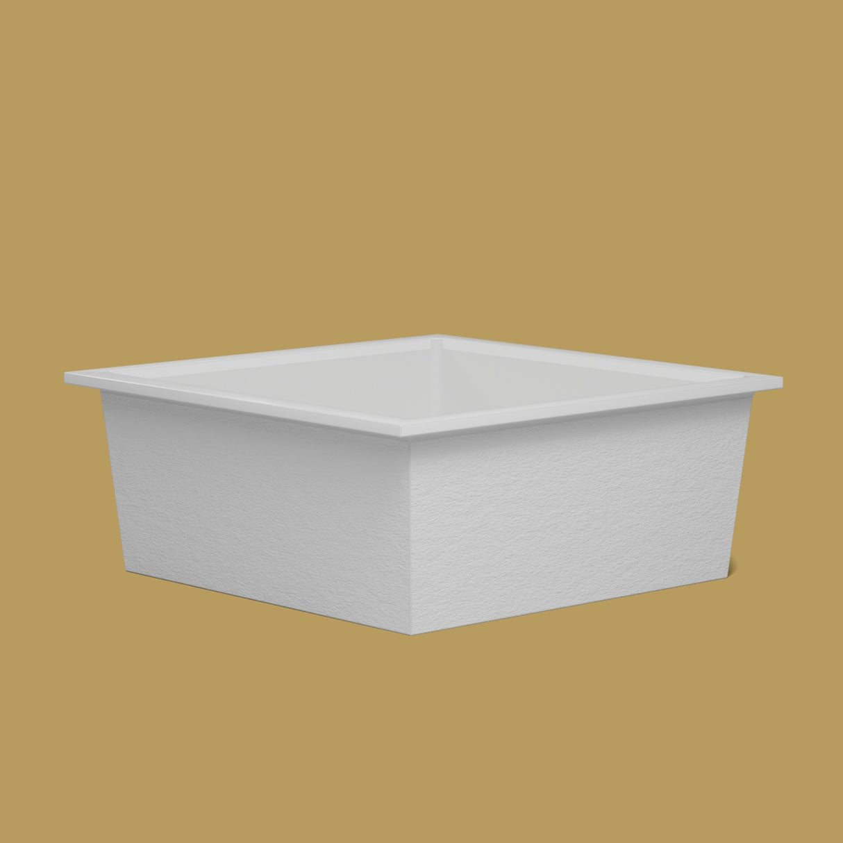 1500 x 1500 Deep Soaking Tub – 600mm Depth – Square – Omnitub — low corner [render:lowcorner:nofeet] [bg:brass]