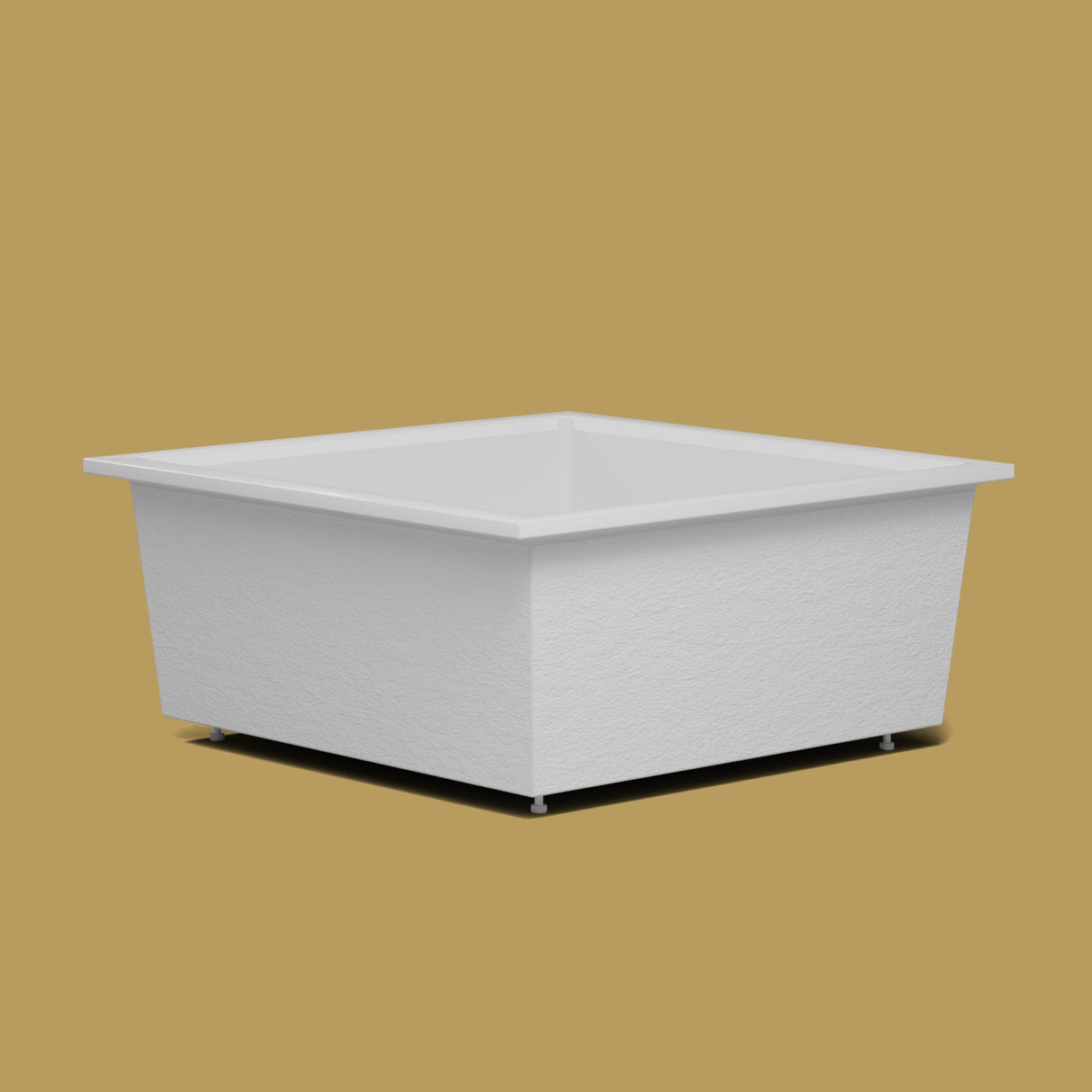 1500 x 1500 Deep Soaking Tub – 600mm Depth – Square – Omnitub — low corner on the feet kit [render:lowcorner:feet] [bg:brass]