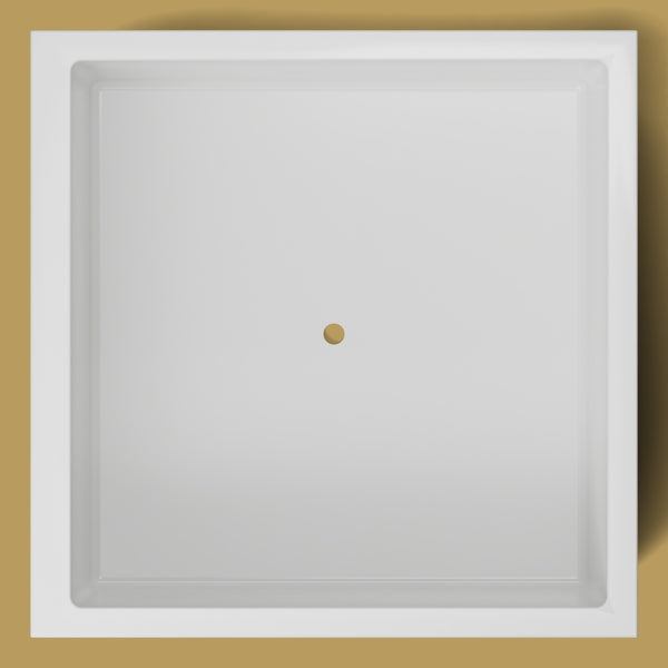 1500 x 1500 Deep Soaking Tub – 600mm Depth – Square – Omnitub — from above [render:topdown:nofeet] [bg:brass]