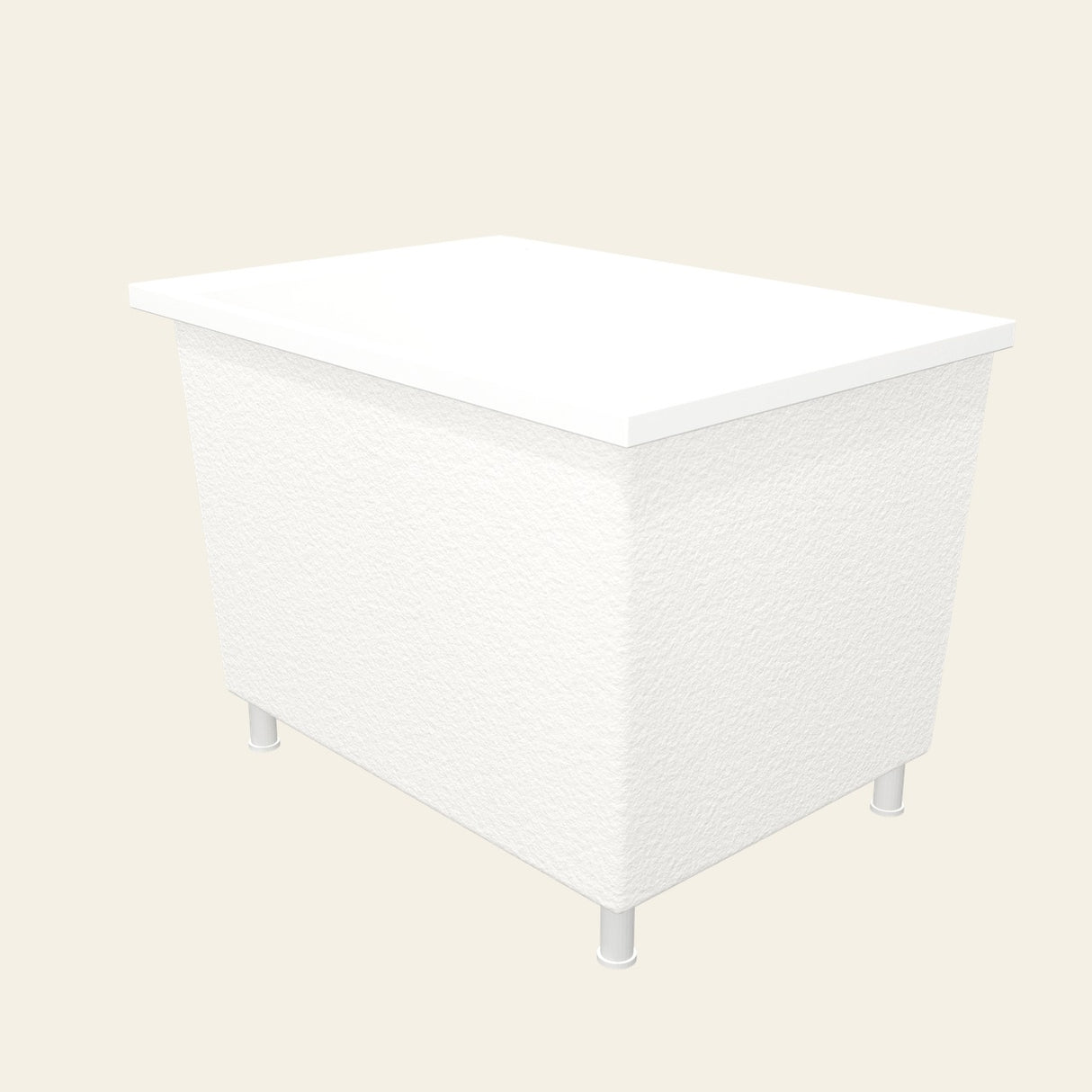 Omnitub Sheer 1000 deep soaking tub in white with feet — Three-quarter