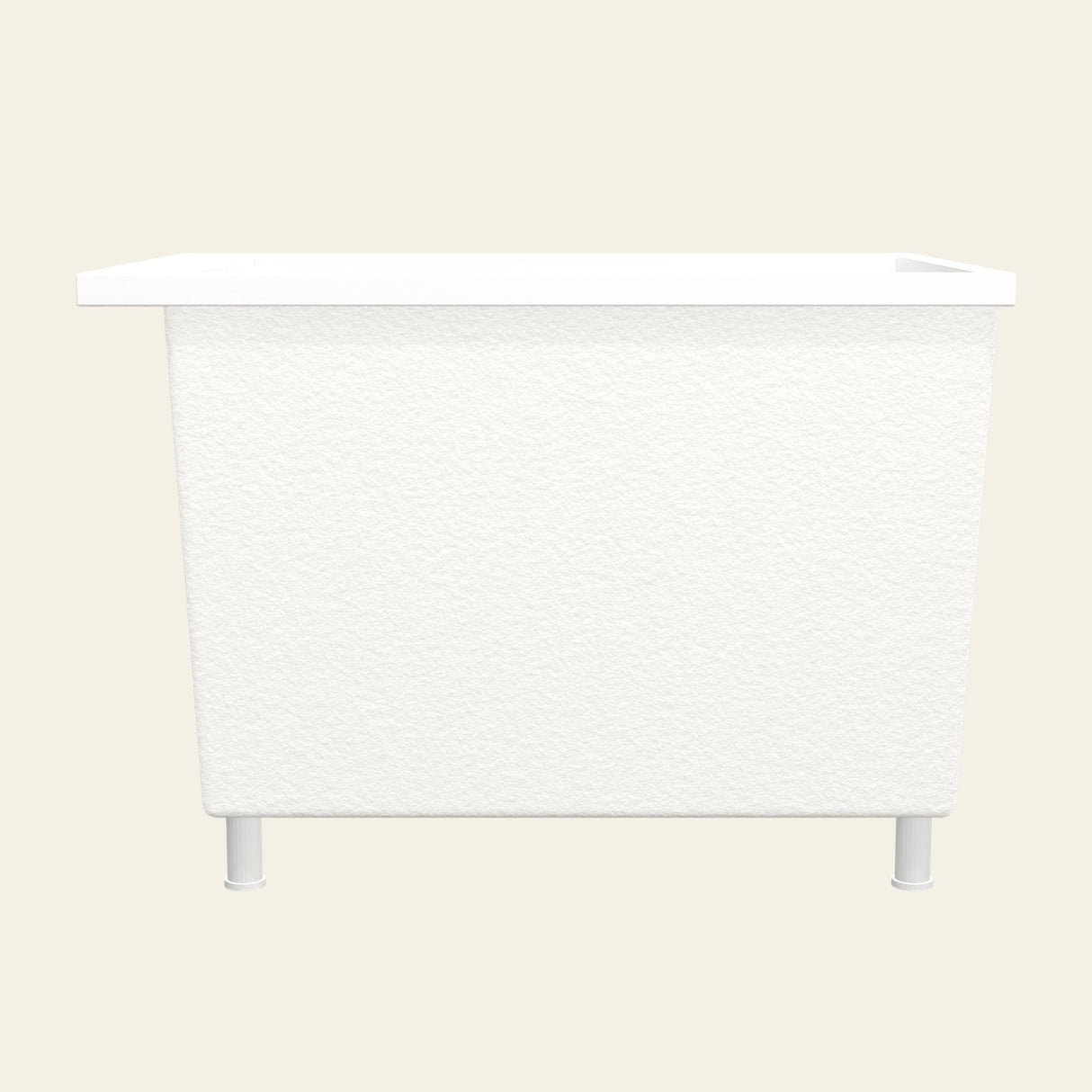 Omnitub Sheer 1000 deep soaking tub in white with feet — Side profile