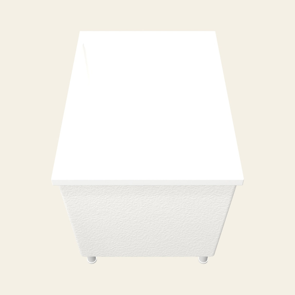Omnitub Sheer 1000 deep soaking tub in white with feet — End view