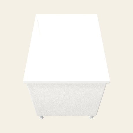 Omnitub Sheer 1000 deep soaking tub in white with feet — End view