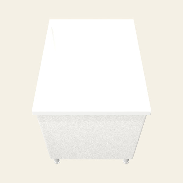 Omnitub Sheer 1000 deep soaking tub in white with feet — End view