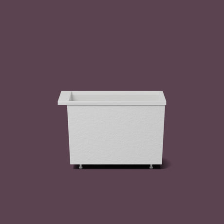 Omnitub Sheer – 1000 × 700 Deep Soaking Tub – 600mm Depth — side elevation on the feet kit [render:sideon:feet] [bg:deepaub]