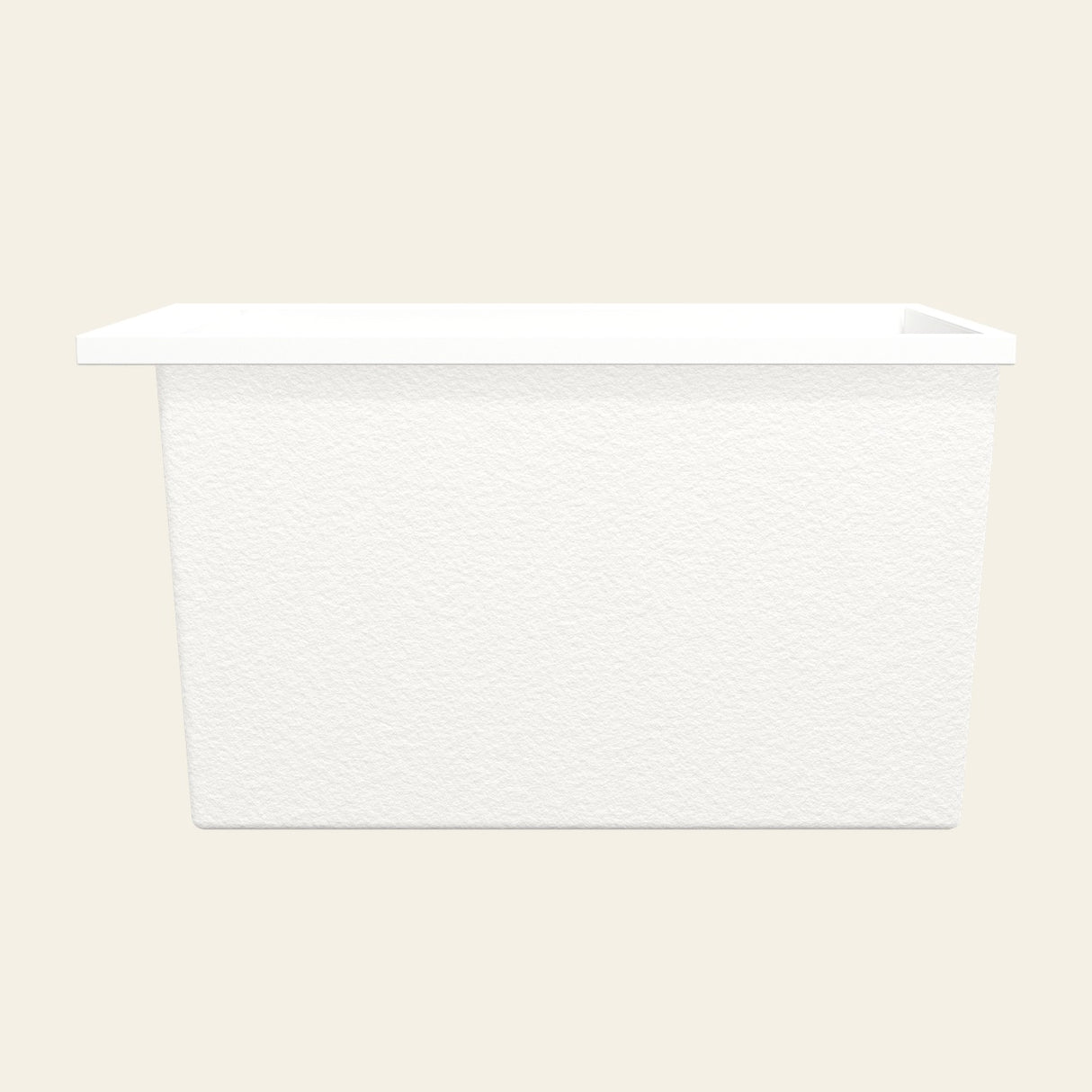 Omnitub Sheer 1100 deep soaking tub in white — Side profile