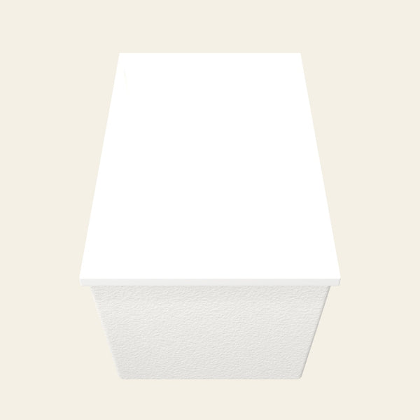 Omnitub Sheer 1100 deep soaking tub in white — End view