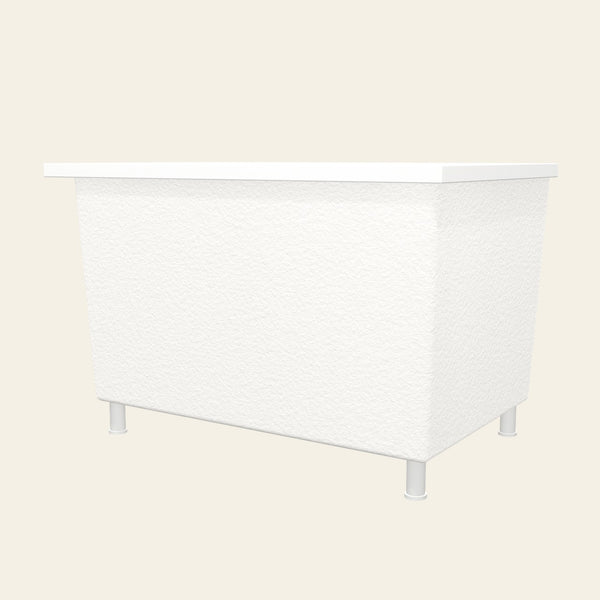 Omnitub Sheer 1100 deep soaking tub in white with feet — Low hero