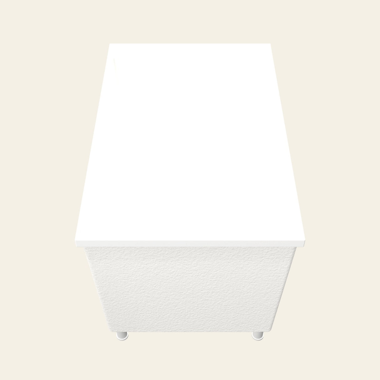 Omnitub Sheer 1100 deep soaking tub in white with feet — End view