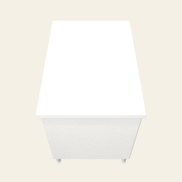 Omnitub Sheer 1100 deep soaking tub in white with feet — End view