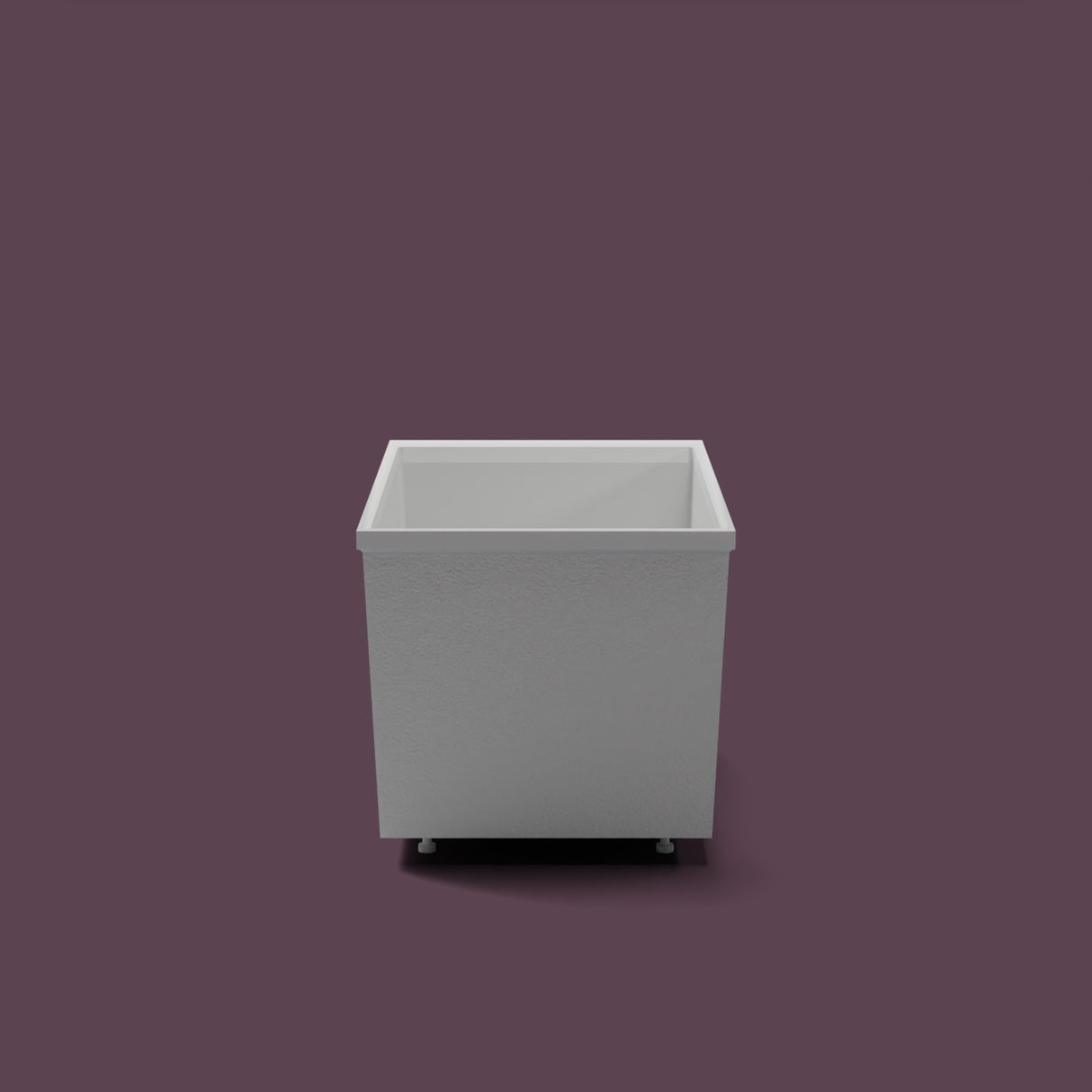 Omnitub Sheer – 1100 × 700 Deep Soaking Tub – 600mm Depth — end elevation on the feet kit [render:endelev:feet] [bg:deepaub]